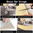Ultra-Durable Cat Scratch Furniture Protector - 78.7" x 15.8" Self-Adhesive, Scratch-Resistant, No Shedding, Fits Any Furniture, Includes Nano Adhesive and Rotating Nails, Furniture Savior (Beige)