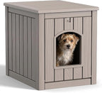 DRATO Outdoor Indoor Dog House,Resin Material Ventilate Waterproof Added to The Bottom,Multi-Functional Pet House for Small to Medium Dog (Light Brown, Medium)