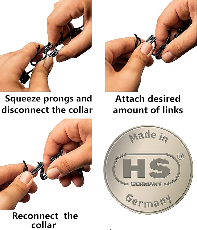 Herm Sprenger – Black Stainless Steel Additional Prong Links for Herm Sprenger Ultra-Plus Dog Training Collar - for Small Medium Large Dogs - Made in Germany (4.0 mm)