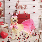 3 Pcs Valentine's Day Dog Costume Set Including Pink Valentines Love Headband Valentines Dog Tutu Dress Cute Pet Tutu Pink Valentines Pet Scarf for Medium Dogs Holiday Outfit Accessory