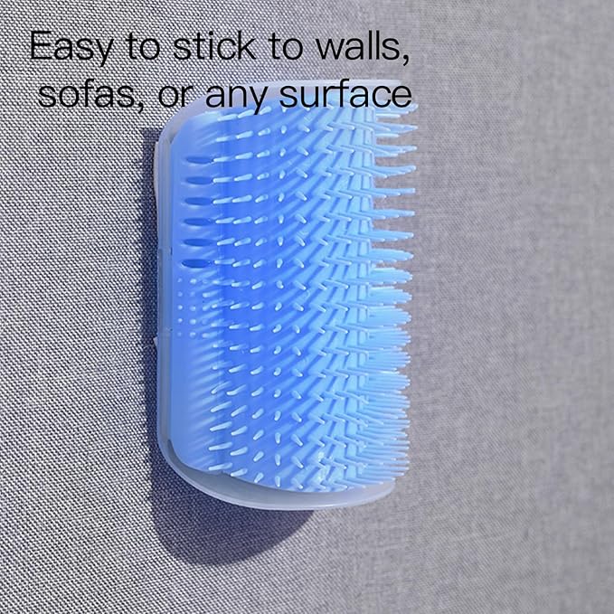 Premium Corner Cat Scratcher - Wall-Mounted Itch Relief and Play Center for Indoor Cats,Wall-Mounted Corner Cat Scratcher, Self-Grooming Brush (Blue)