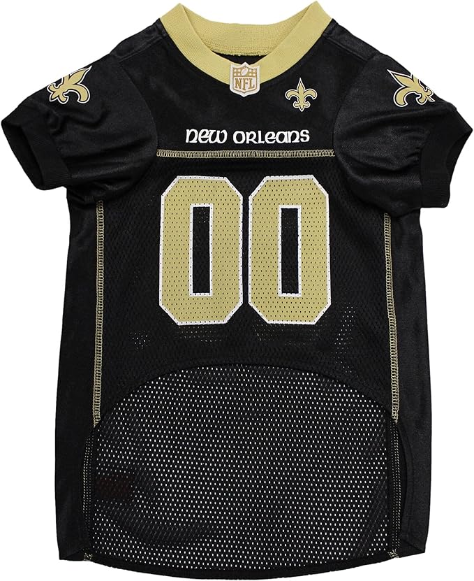 Pets First NFL New Orleans Saints Dog Jersey, Size X-Small, Football Shirt Costume for Pet, Dog Sports T-Shirt, NFL Team Clothing for Cats, Licensed Pet Apparel Available in 7 Sizes and 32 Teams