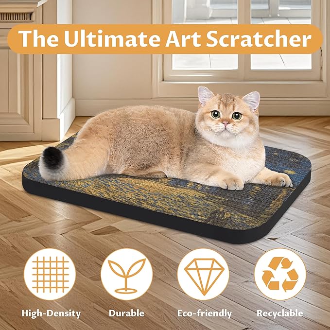 2 Pack Art Cat Scratcher, Wall-Mountable Cat Scratch Pad, Cat Wall Scratcher 16.7x11x1 Inch Cat Scratching Board for Indoor Cats Toy (Series2)