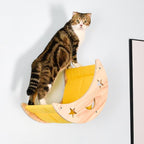 Cat Hammock Moon Bed Wall Mounted Shelf Hammock Shelves and Perches Solid Wood Furniture Platforms Beds Hanging for Cats and Kitty Easy Installation-Single Moon