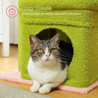 PEQULTI Cat Tree Flower Cat Tower for Indoor Cats with Private Cozy Cat Condo, Natural Sisal Scratching Posts and Plush Pom-pom for Small Cats, Pink