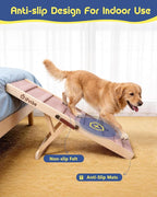 Pink Dog Ramp for Bed & Couch– Adjustable, Anti-Slip Pet Ramp for Small & Medium Breeds, Joint-Friendly Design, Supports Up to 70 lbs