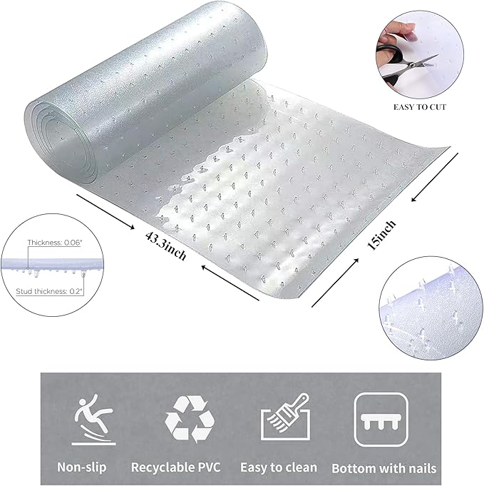 3.6FTCarpet Protector for Pets-Cat Carpet Protector for Doorway, DIY Anti-Slip Anti Scratch Under Door Cat Scratch Protector Mat,Easy to Cut Clear PVC Carpet Scratch Stopper,Cat Scratch Guard Carpet