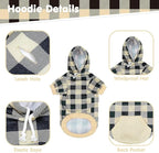 KOOLTAIL Plaid Dog Hoodie Pet Clothes Sweater with Hat and Pocket for Small Medium Large Size Dogs, Soft Winter Warm Dog Cold Weather Coat, Fleece Fall Dog Hooded Sweatshirt for Puppy Cats,BeigeXL/XXL