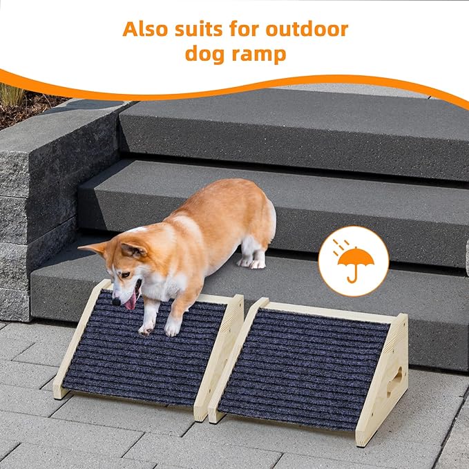 4 Pack Wooden Dog Ramp for Stairs Suits for Small Medium Dogs Cats, Pet Steps Stairs for Staircase for Dogs Cats Grey,Need Installation,13 * 9.8 * 5.1 inch