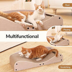 FUKUMARU Cardboard Cat Scratcher Bed, Extra Long 29.1 Inch Cat Scratch Bed Couch Indoor, Natural Felt Multifunctional Cats Scratching Lounger, Horizontal Kitten Cats Scratch Pad with Ball Toy, Camel