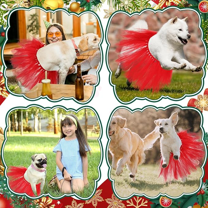 Dog Tutu Tulle Tutu for Dogs Small Large Medium Puppy Dress Ballerina Costume Skirt for Holiday Puppy Cats Bunny Pet Outfit Birthday Wedding Party Photo Prop Supplies(Red)