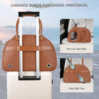 Stylish Luxury Dog Carrier Purse for Small Dogs, Ventilated Pet Soft-Sided Dog Cat Carrier Travel Tote Bag for Puppies Small Animals with Pockets (Brown, 16.9inch x 9inch x 11.8inch(LxWxH))