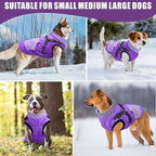 Mosucoirl Warm Dog Coats Pet Clothes, Waterproof Dogs Jacket Reflective Pet Outfits Winter Dog Cold Weather Coat Cozy Snow Jackets Vest for Small Medium Large Dogs Puppy Doggie (Purple, XXL)