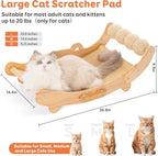 Large Sisal Cat Scratch Pad, Nartural Soild Wood Cat Scratcher Bed with Sisal Scratching Felt and 4 Balls for Indoor Cats Scratch & Lounger & Sleep (Large Size, Nature Wood)