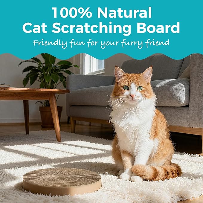 2Pcs Round Cat Scratcher Refill, 10 Inch Diameter Cardboard Cat Scratching Board Circle Replacement Pads for Indoor Cat Toy