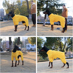 Lovelonglong Warm Dog Coat, Windproof Dog Jacket for Small Medium Large Dogs, 4 Legged Fleece Dog Winter Coat Zippered Closure Dog Outdoor Jacket Yellow XXXXL