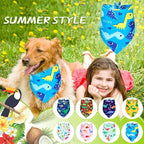 8 Pieces Summer Boy Dog Bandanas Dinosaur Triangle Bid Scarf for Dogs Pet Cute Colorful Adjustable Bandana Accessories for Small Medium Pet Puppy Cats