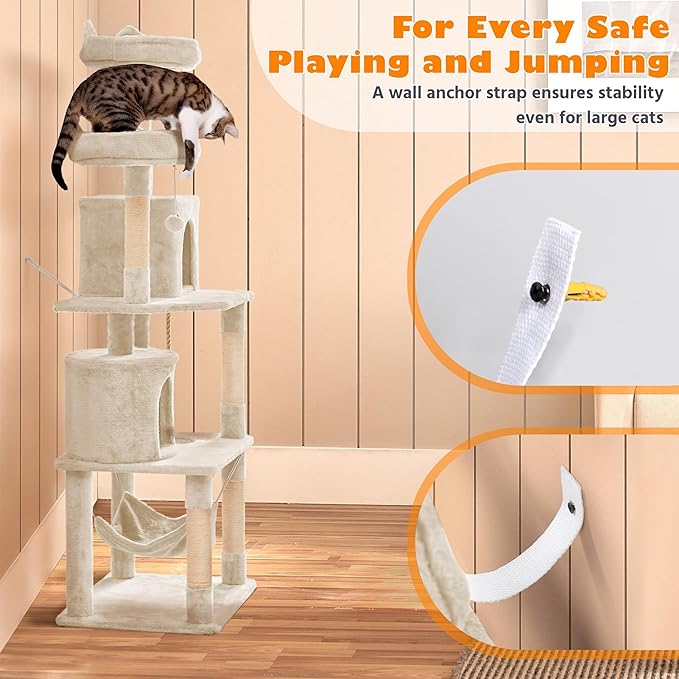 Topeakmart 70.5 Inches Multi Level Cat Tree, Cat Tower Kitten Condo with 2 Condos & 2 Foam-Padded Perches & Scratching Post, Cat Activity Center for Play