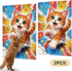 Nuxovilar Cat Wall Scratcher 15.3x23.6 Inches Polyester Synthetic Fiber, Comic Style Kitten Print, wall scratchers for Indoor Cats, cat Scratch pad, Home Decor, Kids Room, Den (2pcs)