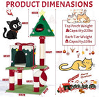 Christmas Cat Tree Tower for Indoor Cats - 45In Multi-Level Cat Climbing Tower with Cat Condos, Xmas Tree Gift Box Shaped Condo Candy Cane Design Cute Cat Tree Tower Holiday Decoration