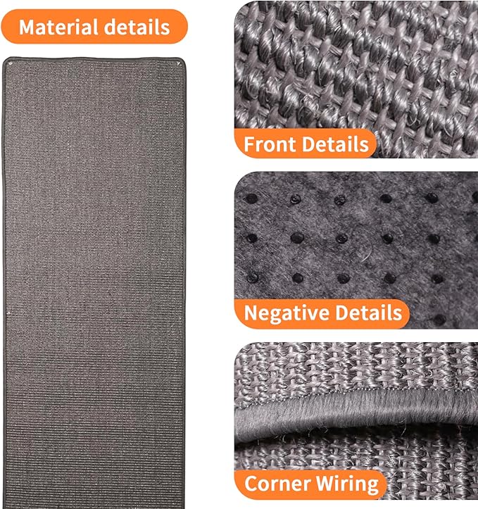 Extra Large Cat Wall Climbing Carpet, 67"X 24" Thickened &Tall Cat Scratch Pad with 8 Nails, Door Hanging Sisal Pet Scratcher Mat for Furniture Couch Sofa Protector(Grey)