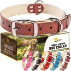 ADITYNA Heavy-Duty Leather Dog Collar for Large Dogs - Soft Padded for Comfort - Large Dog Collar for Walking, Training, and Hiking