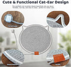 Handmade Woven Cat Scratcher Mat, 16.9"/19.7" Natural Cotton Rope Cat Scratching Pad for Indoor Cats, Non-Slip Flat Scratch Pad, Soft Durable Cat Lounging Mat with Ball Toy (Black Coffee,19.7 in)