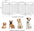Yaheetech 32-inch Tall Dog Gate Extra Wide Pet Gate for Dogs Indoor Foldable Wire & Wooden Puppy Safety Fence w/2 Support Feet,Freestanding Dog Gate for The House, Doorway, Stairs(White,4 Panels)