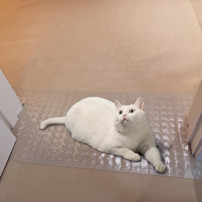 Carpet Protector for Pets Cat Scratch Carpet Protector Easy to Cut Plastic mat for Carpet Anti Scratch Under Door Mat Carpet Scratch Stopper from Cat Dog Scratching 3.6FT (Clear, 3pcs)
