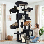 Globlazer 77" Cat Tree for Large Cats, Tall Cat Tower with Scratching Board & Thickened Stable Base, Skin-Friendly Multi-Level Activity Center for Multi-Cat Household, Maine Coon, S77C,Dark Grey