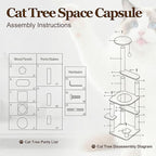 Cat Tree for Indoor Cats with Space Capsule, Multi-Level Cat Tower with Sisal Scratching Posts, 6 Level Cat Climbing Activity Center for Kittens and Adult Cats 43''