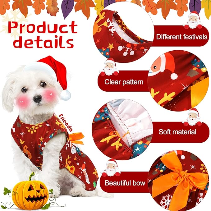 Frienda 6 Pack Valentines Day Dog Costume St. Patrick's Independence Day Christmas Halloween Thanksgiving Dress Bow Puppy Pack Girl Cat Birthday American Flag Dog(M (5-7lbs))