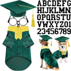 5 Pcs Dog Graduation Costume Set Include 2026 Pet Graduation Gown with Stole Puppy Grad Cap Lensless Glasses DIY Letter Stickers for Dogs Cats Holiday Costume Accessory(Green Yellow,L)