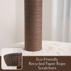 PetPals 49" High 5-Level Large Cat Tree with Replaceable Recycled Paper Rope Scratching Posts, Plush Cushions, Handwoven Basket and nest for Multi Cats, Brown and Beige
