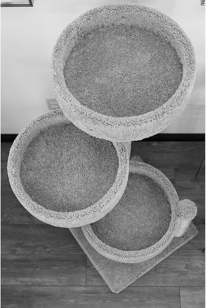 Maykoosh Rustic Recluse Large Cat Tower with Easy to Access Spacious Perches, Carpet Upholstered Cat Tree for All Cat Breeds, Multi-Perch Cat Tree with Sisal Rope Scratch Post Multicolor
