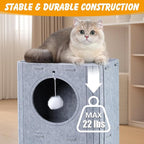 Cat House for Indoor Cats, 2-Storey Cozy Felt Cats Hideaway for Multiple Cats, 23.6x15x11 inches, Gray
