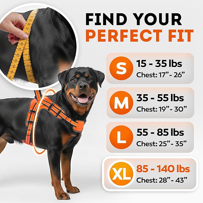 Dog Harness for XLarge Dogs Back D-Ring Control No Choking Pressure-Free Chest Design Comfortable Padded Adjustable Reflective Vest Harness for Daily Walks Training Easy Control Outdoor Use Secure Fit