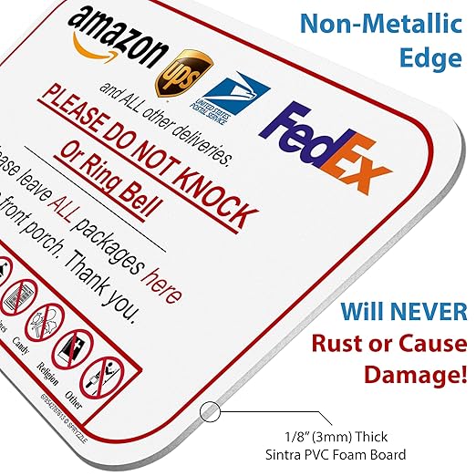 Leave Package Sign - Do Not Knock or Ring Bell (Do Not Knock or Ring Bell)