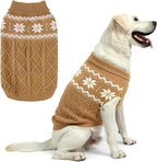 Warm Winter Pink Dog Sweater - Cold Weather Pet Clothes for Small Medium Large Dogs Indoor Outdoor, Soft Classic Knit Puppy Apparel Coat, Khaki, ML