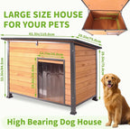 Dog House Outdoor Weatherproof, Sturdy Large Breed Doghouse Anti-Chewing Iron Frames Wood Houses, Dog Shelter for Indoor Puppies, Cats