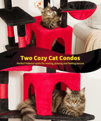 AMHANCIBLE Gothic Cat Tree, 70 Inch Tall Cat Tower for Indoor Cats, Multi-Level Cat Tree with Scratching Post, Hammock, Hanging Basket, Large Cat Condos for Adult Cats Kittens, Black Red, PT18RD