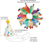 Pet Krewe Dog Clown Costume Happy Birthday Hat & Collar Outfit | 1st Bday Party, National Cat Day, Photo Shoots & Celebrations | Doggie & Puppy Clothes | Ideal Gift for Small, Medium & Large Pets
