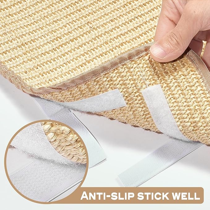 Natural Sisal Cat Scratch Pad, Wall Cat Scratch Board Mat, Summer Wear-Resistant Cool Mat, Anti Scratch Wall Sofa Protector (Sisal Primary Color, 23.6" L x 14.2" W, Elliptical, 1PC)