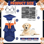 5 Pcs Dog Graduation Costume Set Include 2026 Pet Graduation Gown with Stole Puppy Grad Cap Lensless Glasses DIY Letter Stickers for Dogs Cats Holiday Costume Accessory(Blue Orange,L)