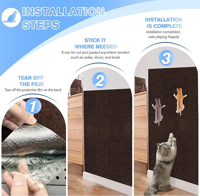 Cat Scratch Mat 5Pack,39.3"x15.7" Cat Scratching Mat Self-Adhesive Carpet Mat Trimmable, Cat Wall Shelves, Cat Scratcher Board,DIY Furniture Protecting Furniture Protector Sofa