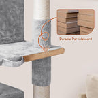 Yaheetech 76in Cat Tree Multi-Level Cat Tower with Large Cat Condo＆Cozy Perches Stable Pet Play House w/Sisal-Covered Scratching Posts＆Board for Indoor Cats, Light Gray