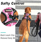 BARKBAY No Pull Dog Harness Large Step in Reflective Dog Harness with Front Clip and Easy Control Handle for Walking Training Running(Pink camo,S)