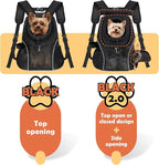 WOYYHO Pet Dog Carrier Backpack with Top and Side Windows, Small Dog Front Backpack Ventilated Mesh Dog Back Pack with Safety Belt for Travel Hiking Outdoor Adventures (Size S: 2-4.5 lbs, Black 2.0)