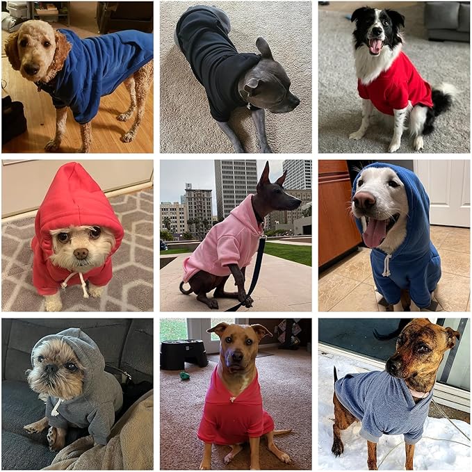 KOOLTAIL Dog Hoodie for Large Medium Small Dogs,Soft and Warm Pet Sweater with Leash Hole and Pocket Boy Girl,Puppy Fall Winter Jacket Clothes,French Pitbull Cold Weather Coat Sweatshirt,Red XL