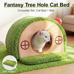 Cat Bed for Indoor Cats - Cute Cat Bed Cave, Tree Hole Cat House Tent for Kittens and Small Medium Pets with Removable Washable Cushion & Anti-Slip Bottom, Enclosed Kitten Bed Hideaway